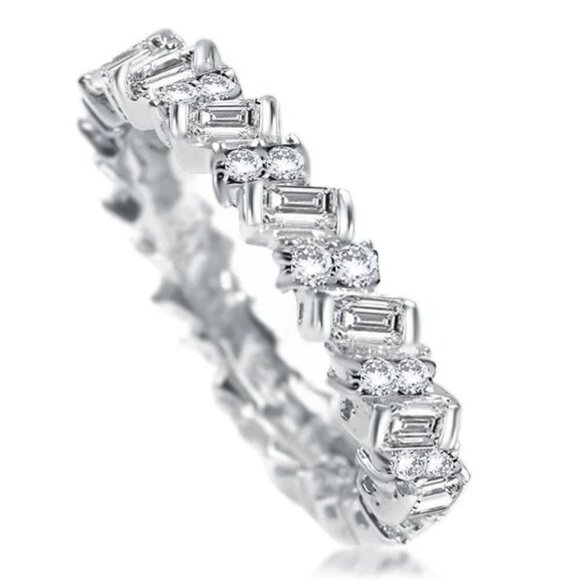 🎀Fashion Dainty Shiny Gems Zircon Silver Eternity Ring for Women, MARR9108 - Picture 6 of 7